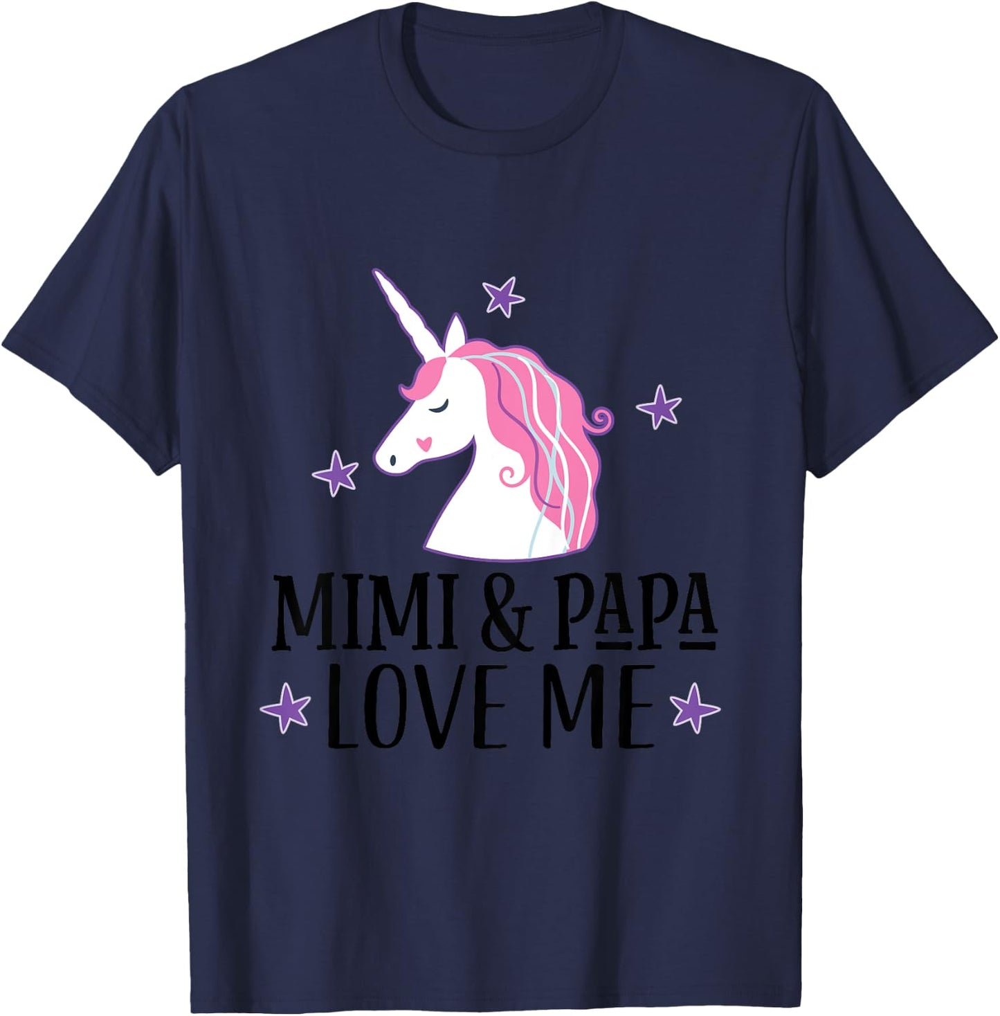 Mimi and Papa Love Me Granddaughter Unicorn T-Shirt - T-Shirt | Navy