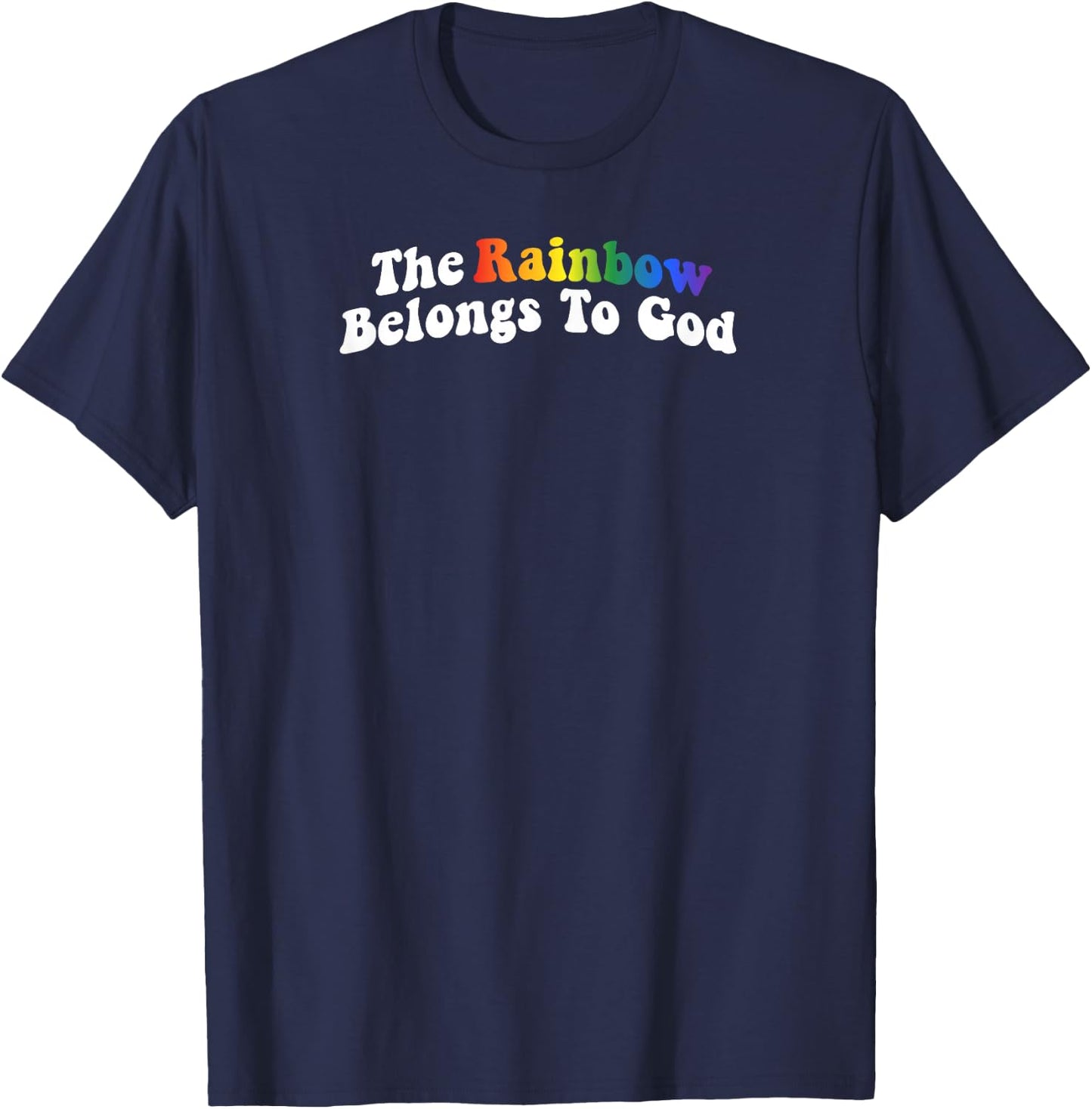 The Rainbow Belongs To God Butter Yellow T-Shirt - T-Shirt | Navy