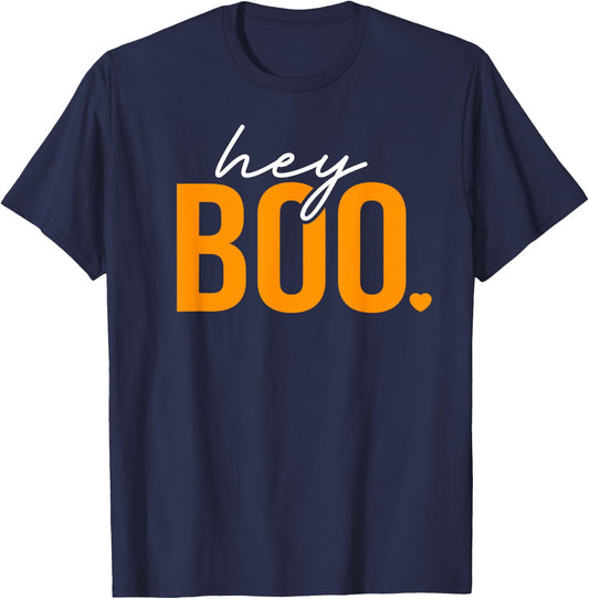 Hey Boo Funny Halloween Pun Ghost Spooky Toddler Boy Girl T-Shirt - T-Shirt | Navy