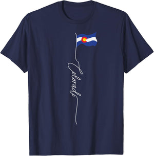 Colorado Flag, Colorado USA, Coloradans Elegant Enthusiast T-Shirt - T-Shirt | Navy