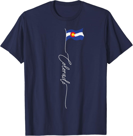Colorado Flag, Colorado USA, Coloradans Elegant Enthusiast T-Shirt - T-Shirt | Navy