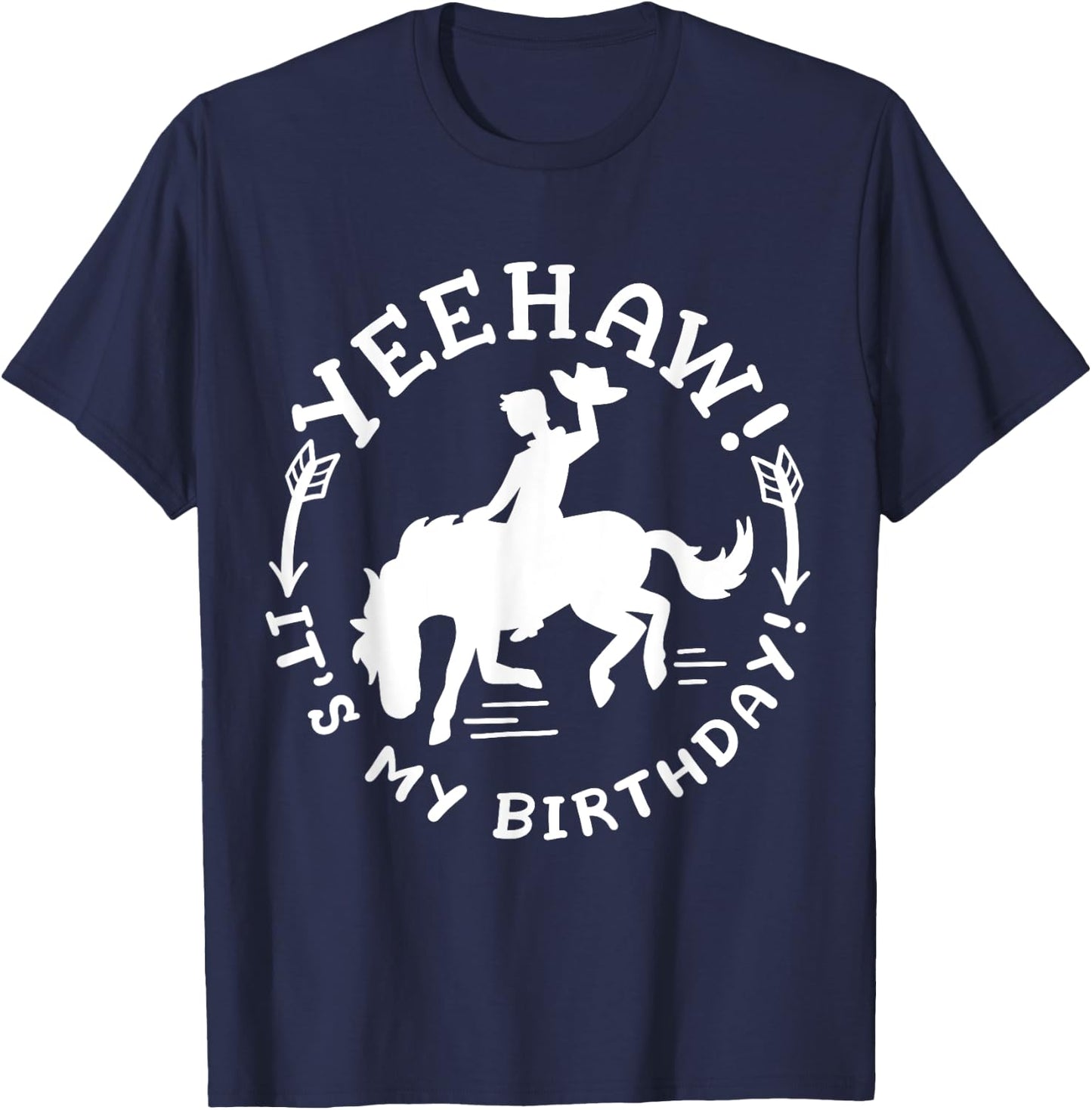 Yeehaw It's My Birthday Funny Western Rodeo Party Kids T-Shirt - T-Shirt | Navy