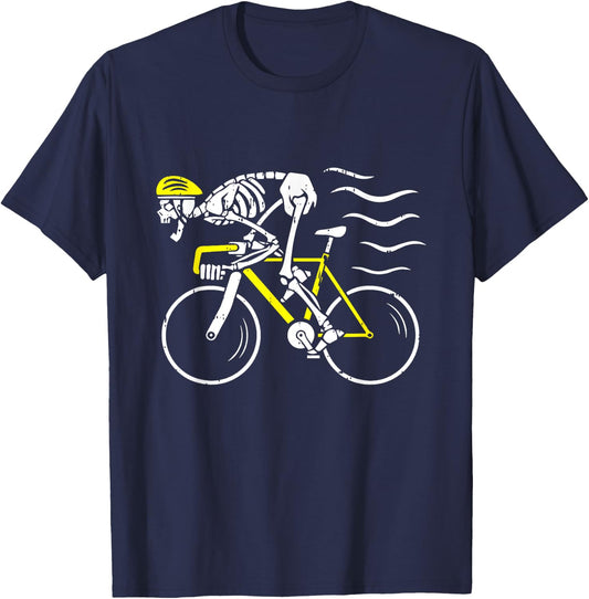Skeleton Riding Bicycle Halloween Costume Cycling Biking T-Shirt - T-Shirt | Navy