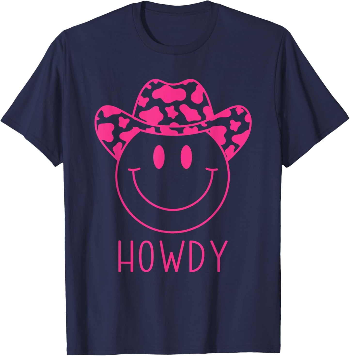 Howdy Western Happy Smiling Smile Face Cowgirl Cowboy Kids T-Shirt - T-Shirt | Navy