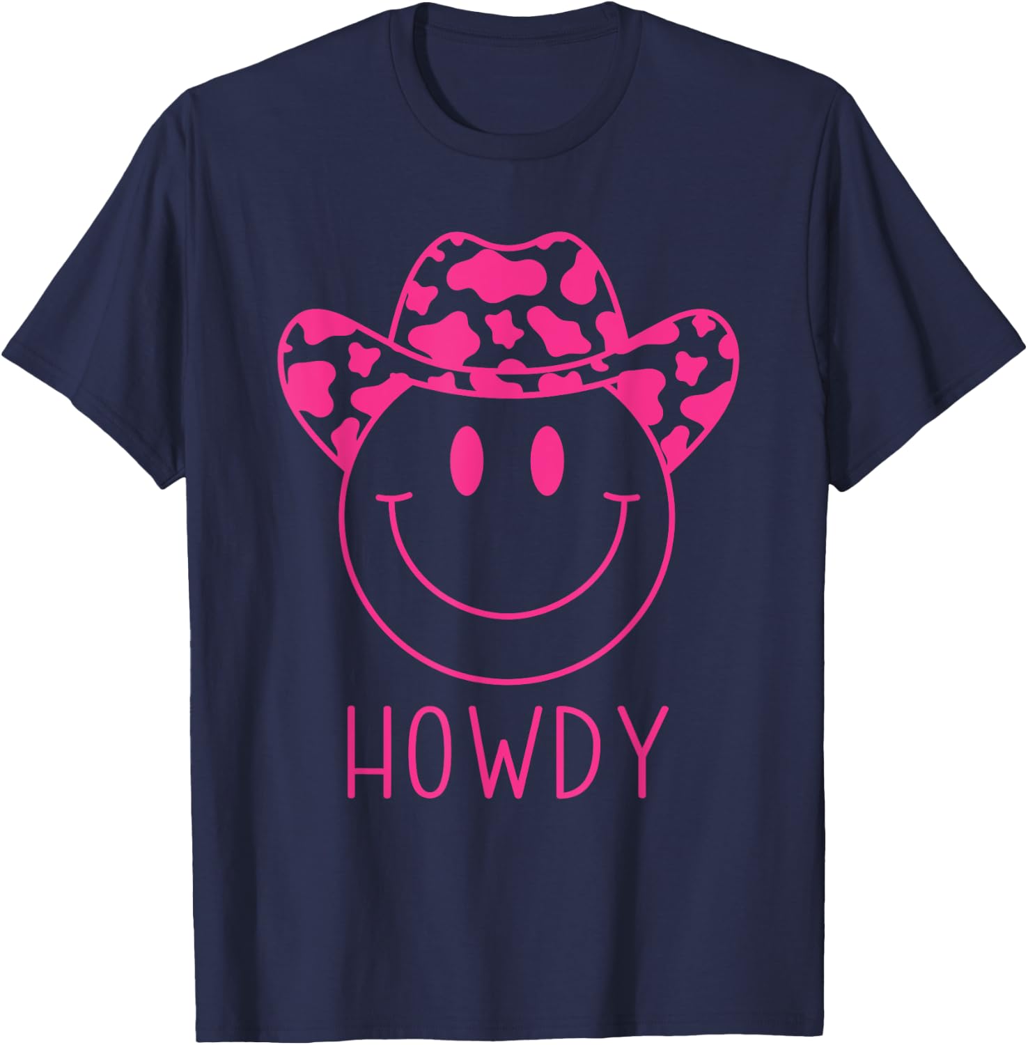 Howdy Western Happy Smiling Smile Face Cowgirl Cowboy Kids T-Shirt - T-Shirt | Navy