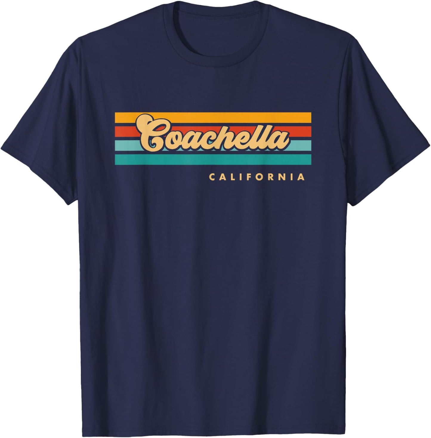 Vintage Sunset Stripes Coachella, California T-Shirt - T-Shirt | Navy