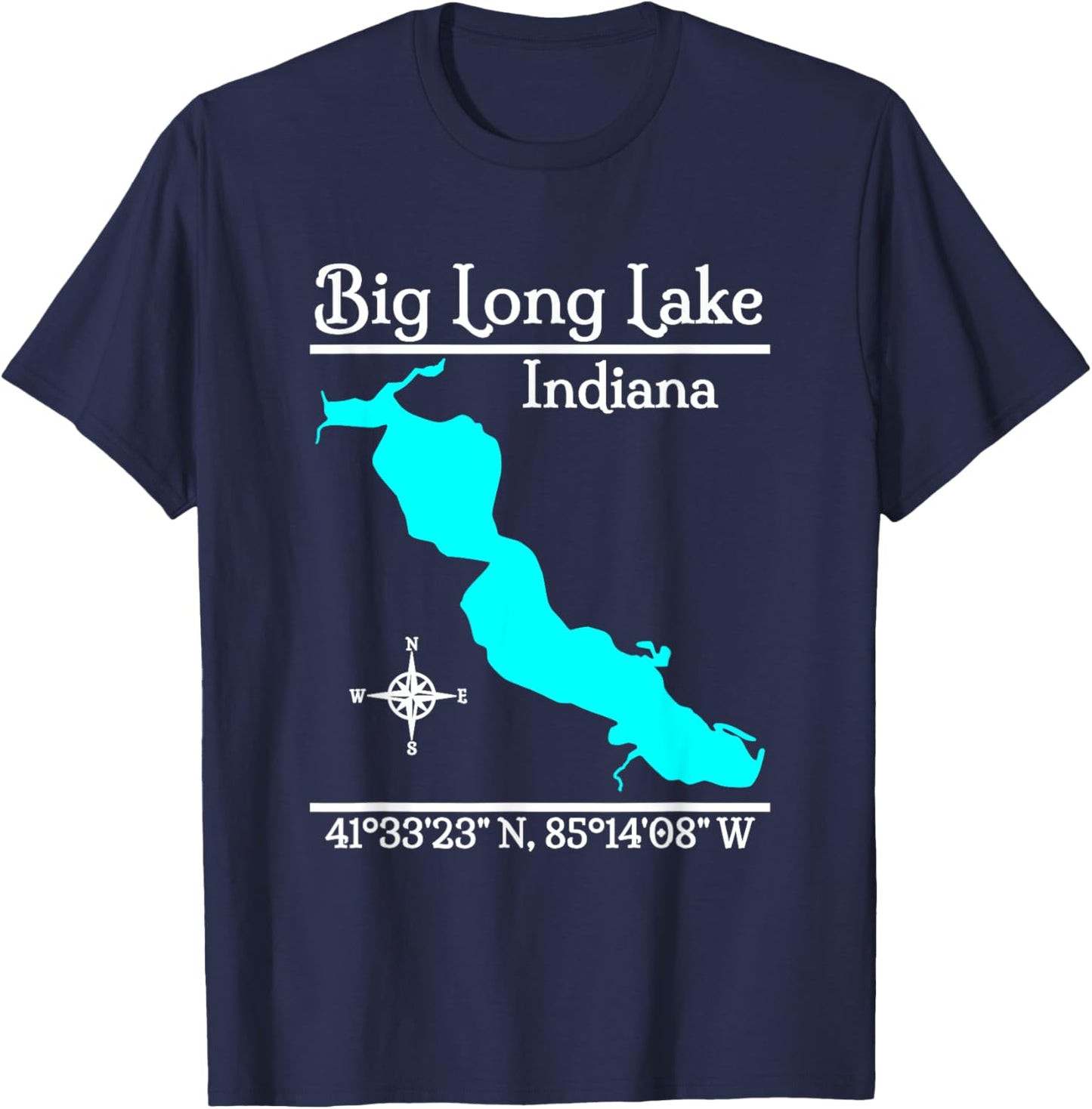 Big Long Lake - Indiana T-Shirt - T-Shirt | Navy