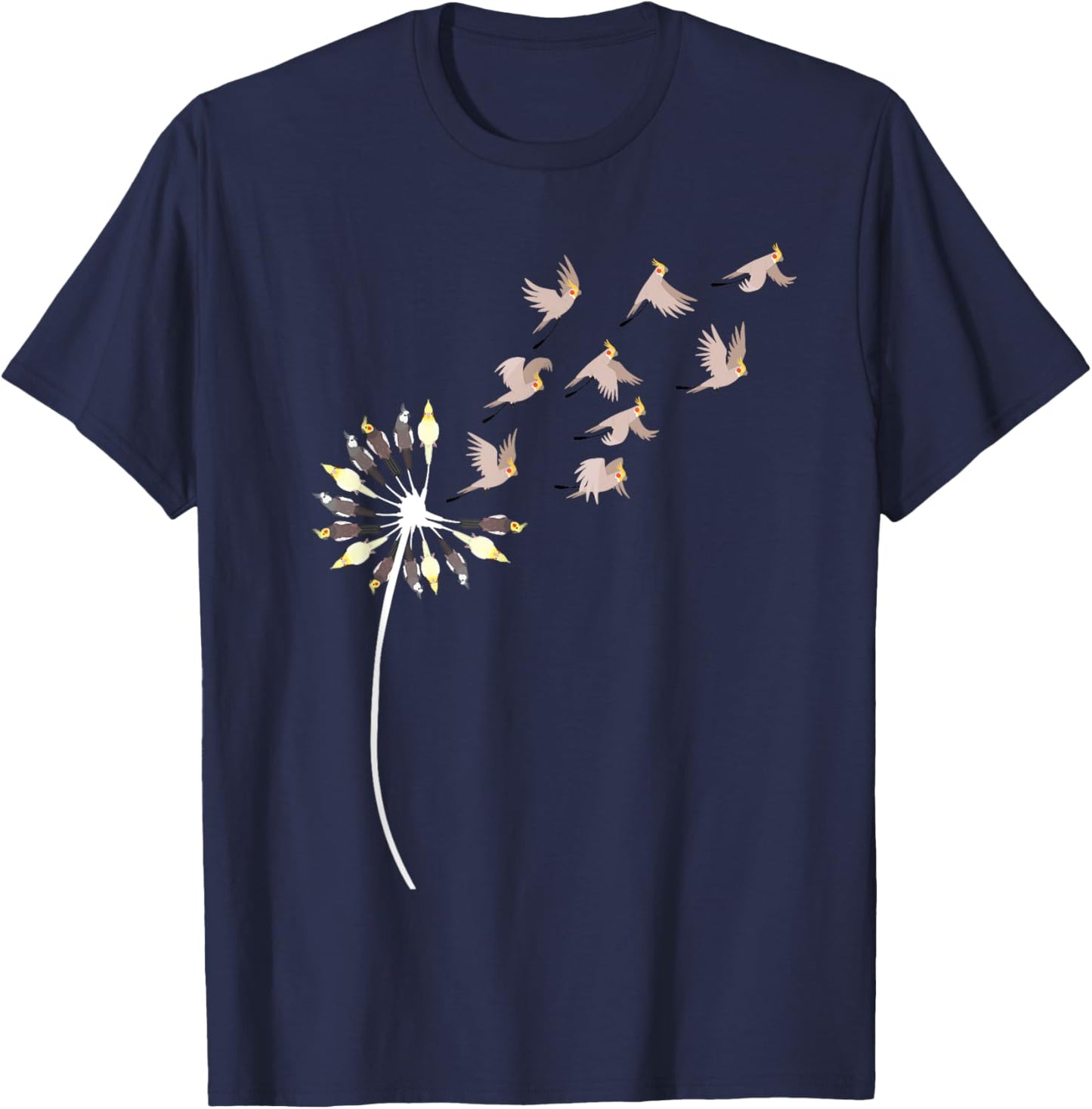Dandelion Cockatiel Lover Shirt | Cockatiel T-Shirt - T-Shirt | Navy