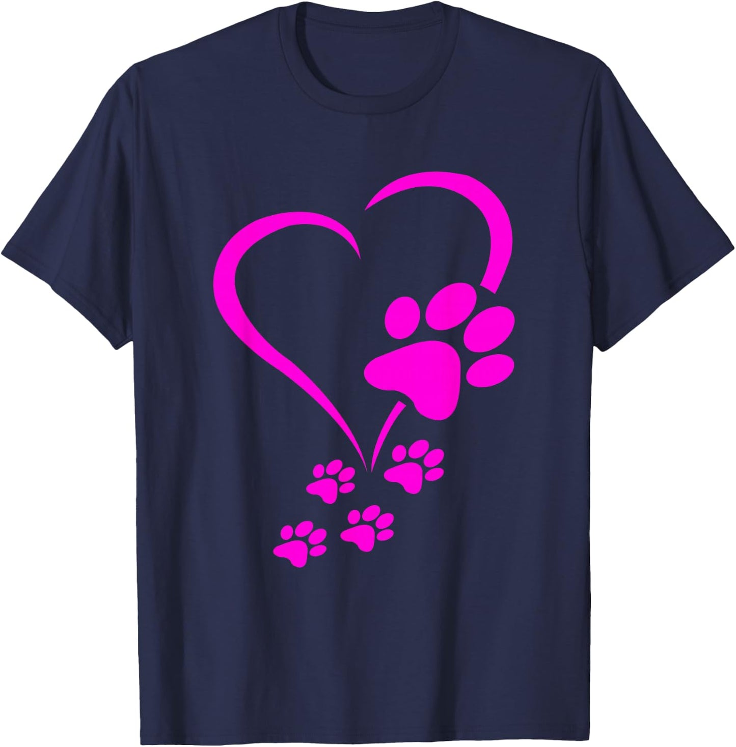 Dog Paws Hearts Baby Dogs - Dog Paw Print Dog Paw T-Shirt - T-Shirt | Navy