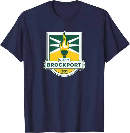 SUNY Brockport Golden Eagles Institutional Shield T-Shirt - T-Shirt | Navy