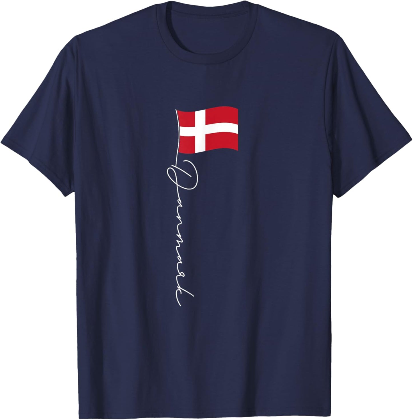 Family Heritage Gifts Denmark Signature Flag Pole - Elegant Patriotic Danish Flag T-Shirt - T-Shirt | Navy