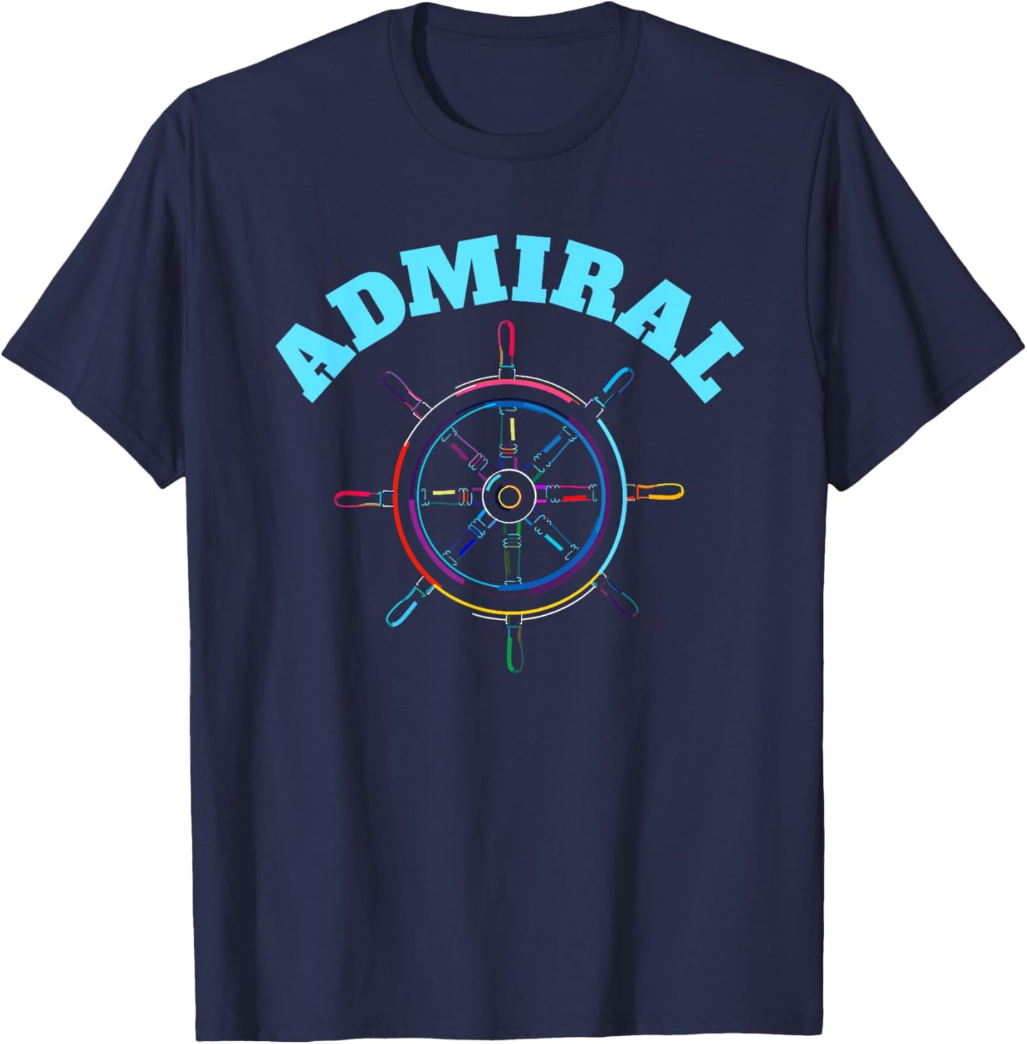Sailing Boating Steer Wheel Pop Art Admiral T-Shirt - T-Shirt | Navy