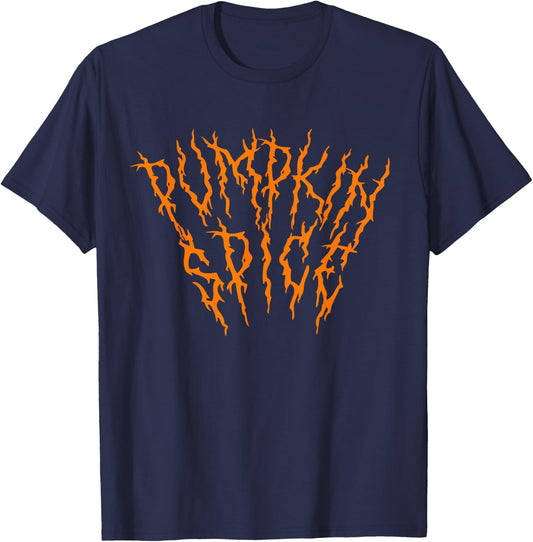 Pumpkin Spice Funny Heavy Doom Black Metal Music Halloween T-Shirt - T-Shirt | Navy