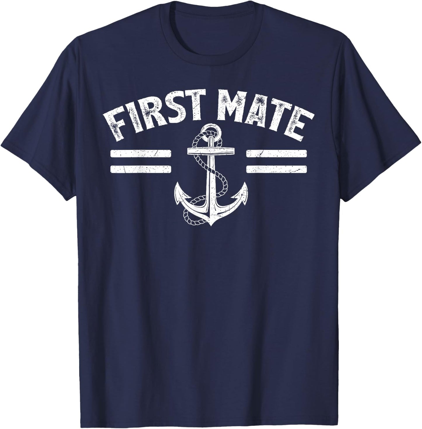 Boat Lover First Mate Pontoon Captain Anchor T-Shirt - T-Shirt | Navy