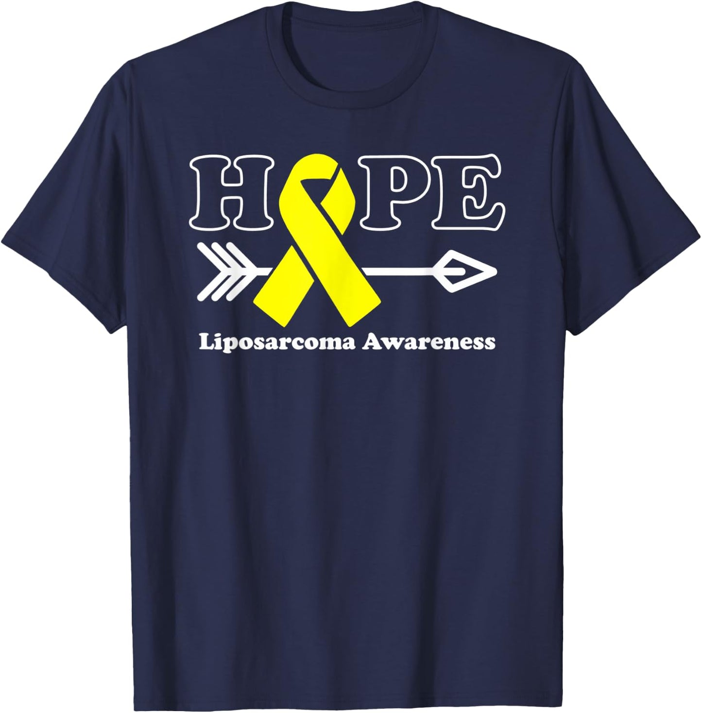 Hope - Liposarcoma Awareness Yellow Ribbon T-Shirt - T-Shirt | Navy