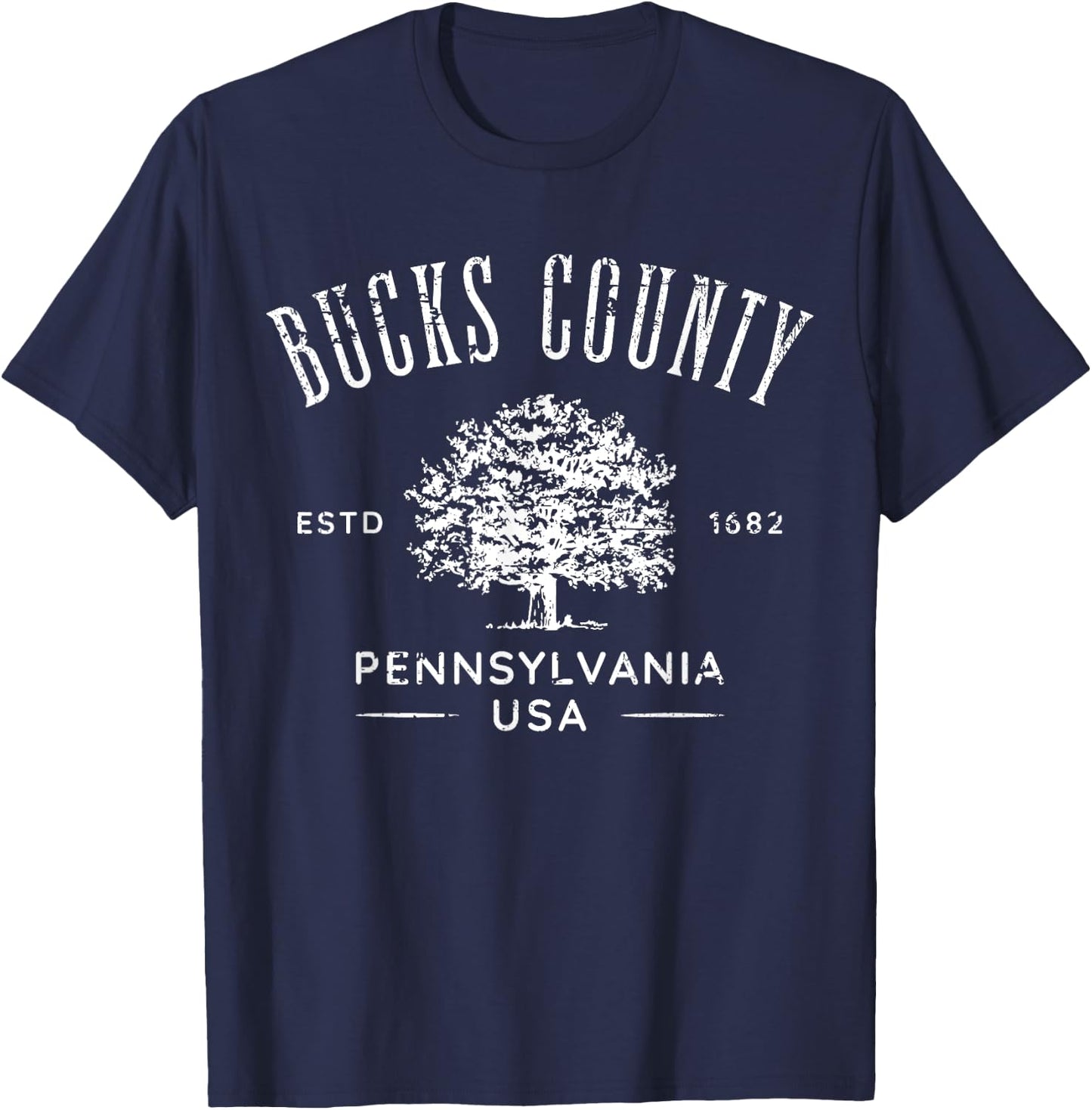 Bucks County PA Vintage Distressed Design Souvenir T-Shirt - T-Shirt | Navy