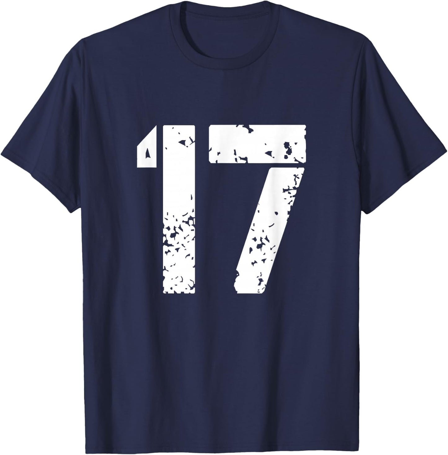 Number 17 Team 17th Birthday Seventeen Years Old Graphic T-Shirt - T-Shirt | Navy