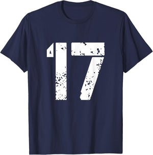 Number 17 Team 17th Birthday Seventeen Years Old Graphic T-Shirt - T-Shirt | Navy