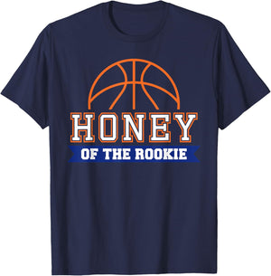 Honey of Rookie 1st Birthday Basketball Theme Matching Party T-Shirt - T-Shirt | Navy