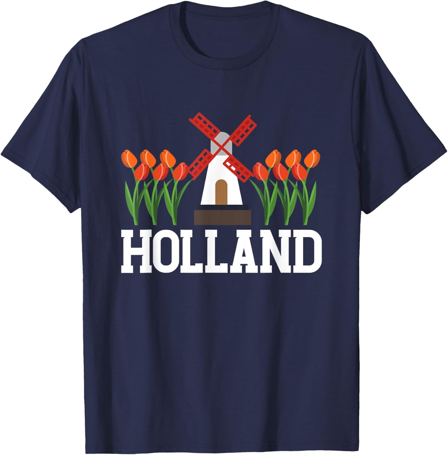 Holland | Mill Tulips | Amsterdam Netherlands T-Shirt - T-Shirt | Navy