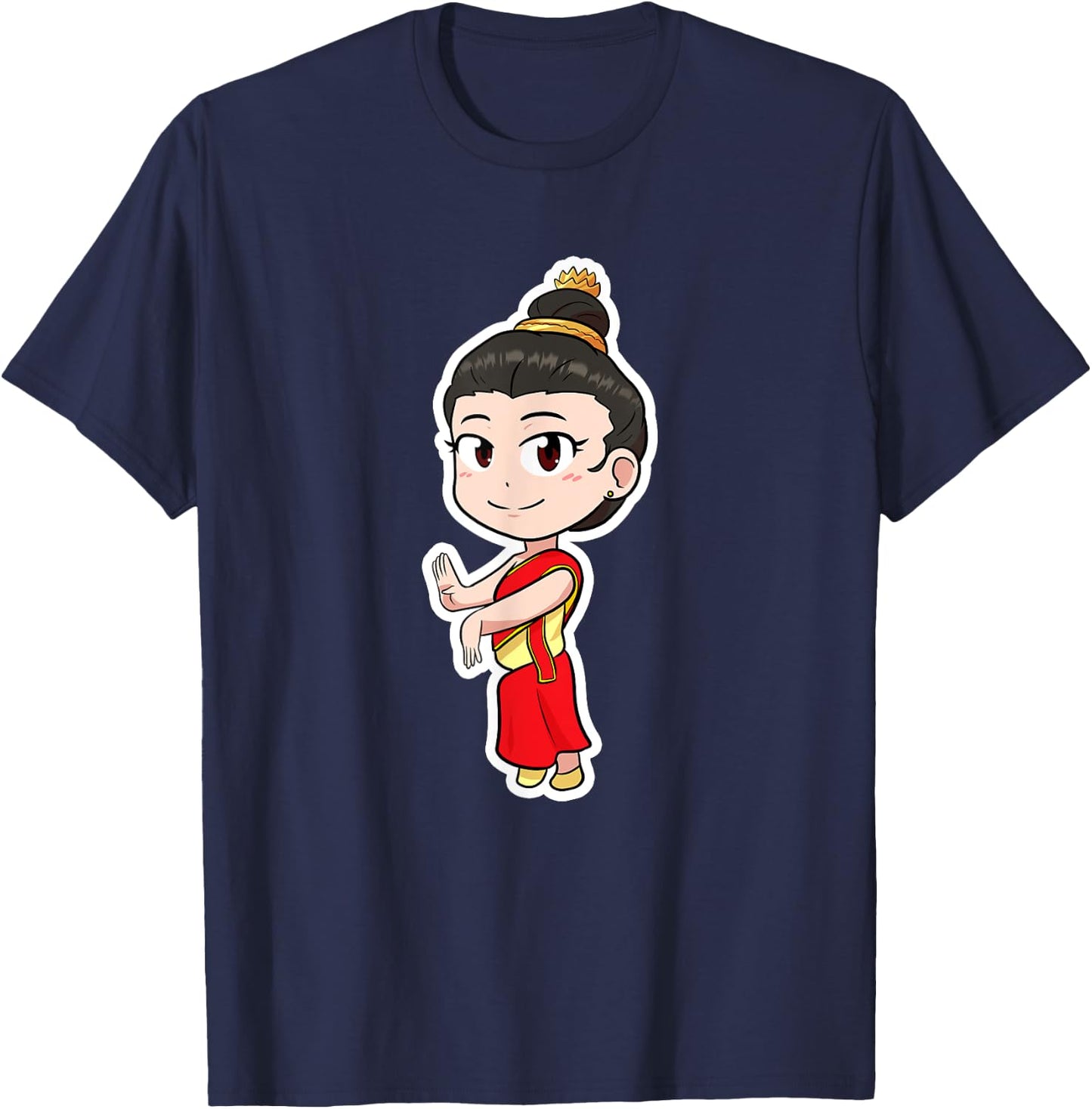 Laos Lao Laotian Proud Flag Traditional Dress Lao Sinh Girl T-Shirt - T-Shirt | Navy