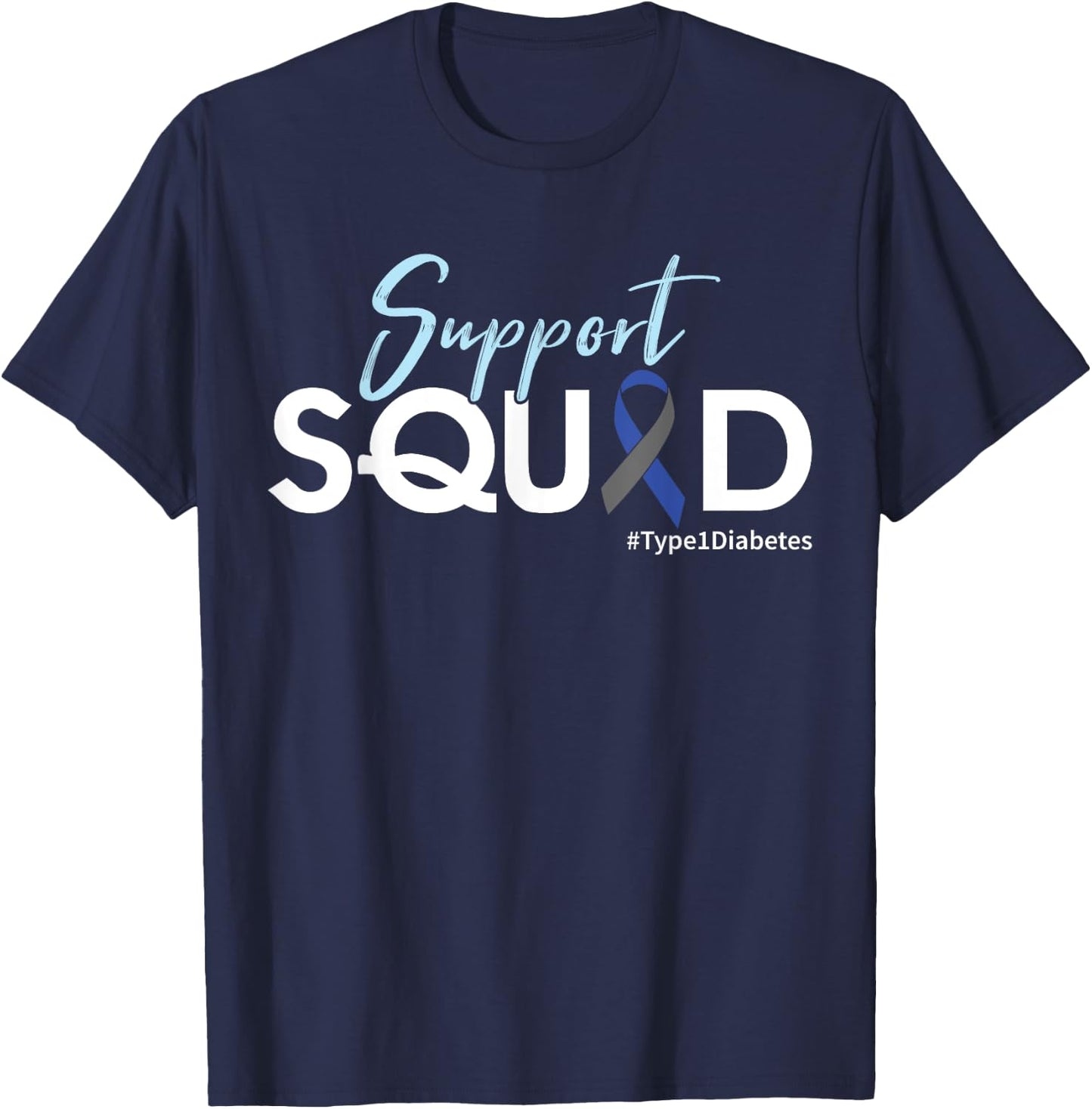 Support Squad - Type 1 Diabetes Awareness T-Shirt - T-Shirt | Navy