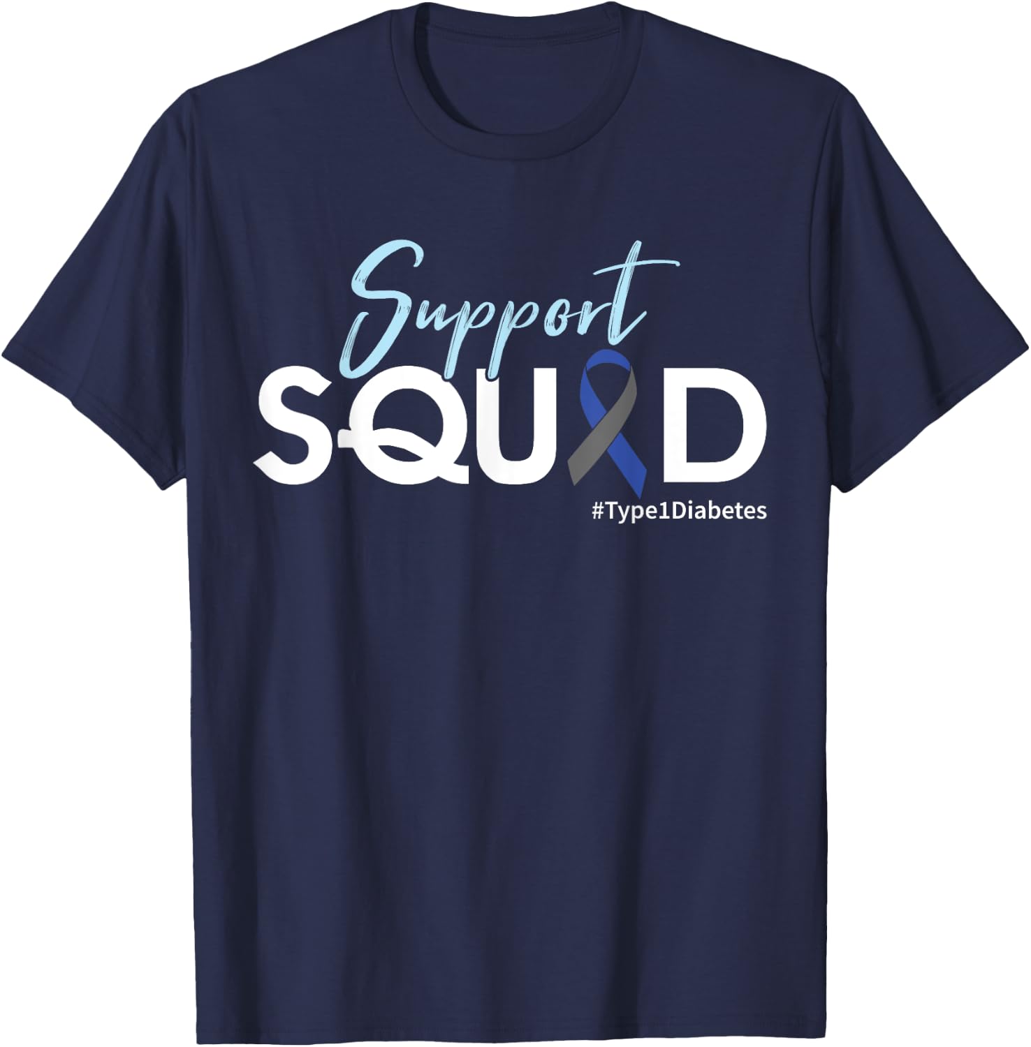 Support Squad - Type 1 Diabetes Awareness T-Shirt - T-Shirt | Navy