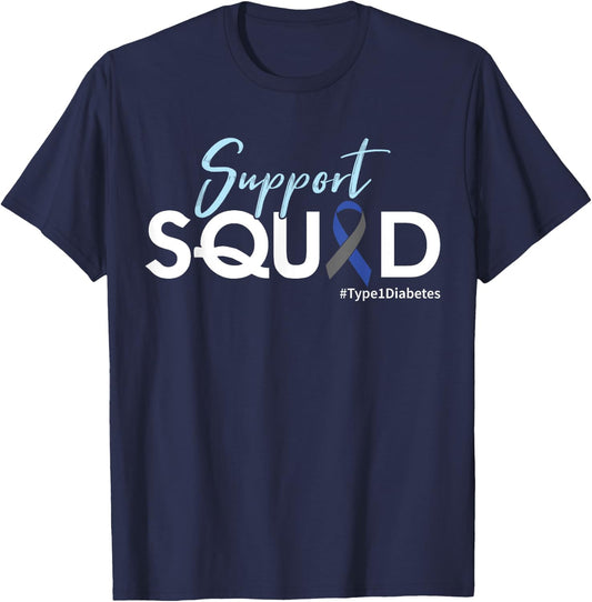 Support Squad - Type 1 Diabetes Awareness T-Shirt - T-Shirt | Navy