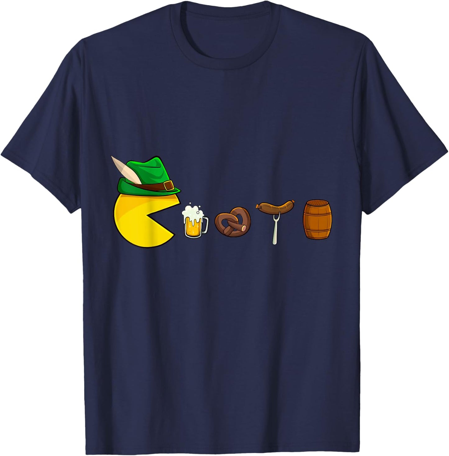 Oktoberfest Video Game Lederhosen Beer Pretzel Funny Prost T-Shirt - T-Shirt | Navy