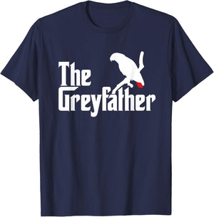 The Greyfather Funny African Grey Parrot Lovers Bird's Dad T-Shirt - T-Shirt | Navy