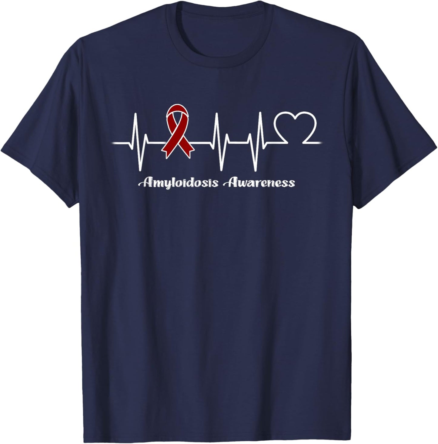 Heartbeat Amyloidosis Warrior T-Shirt - T-Shirt | Navy
