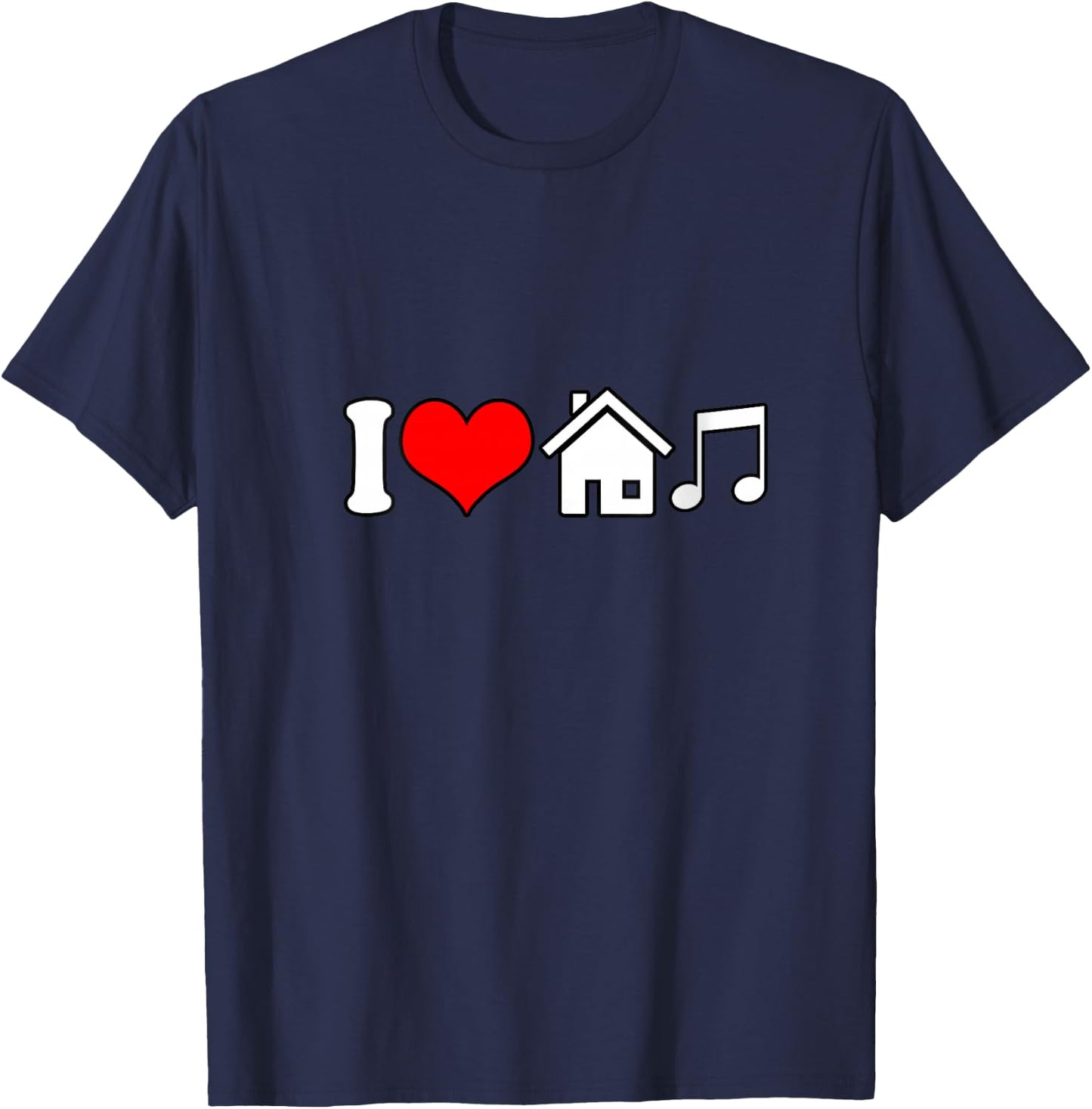 I Love House Music Funny Electronic Music V-Neck T-Shirt - T-Shirt | Navy