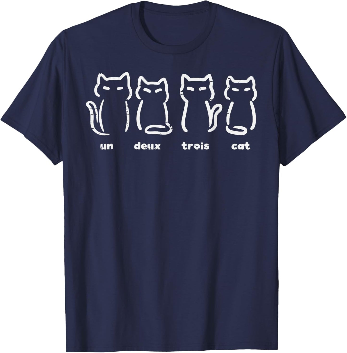Un Deux Trois Cat Funny French Pun Women Girls Kids Toddler T-Shirt - T-Shirt | Navy