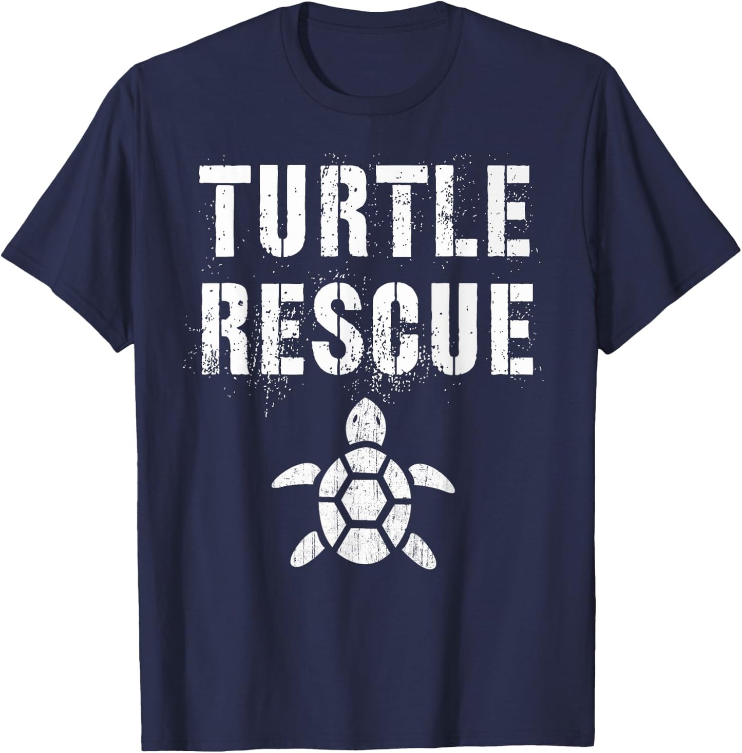Vintage TURTLE RESCUE Squad Conservationist Green Earth Day T-Shirt - T-Shirt | Navy