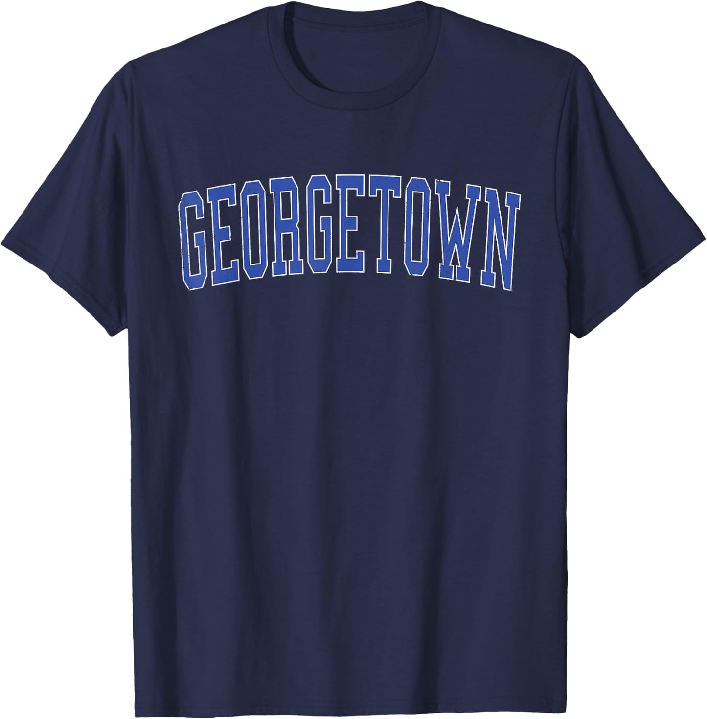 Vintage Georgetown TX Distressed Blue Varsity Style T-Shirt - T-Shirt | Navy
