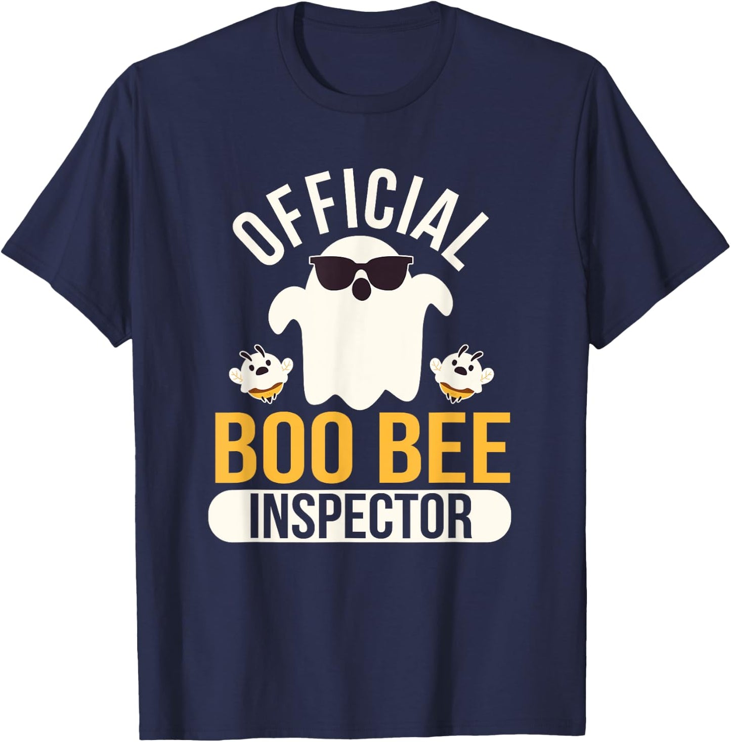 Official Boo Bee Inspector Halloween Humor Funny Ghost T-Shirt - T-Shirt | Navy