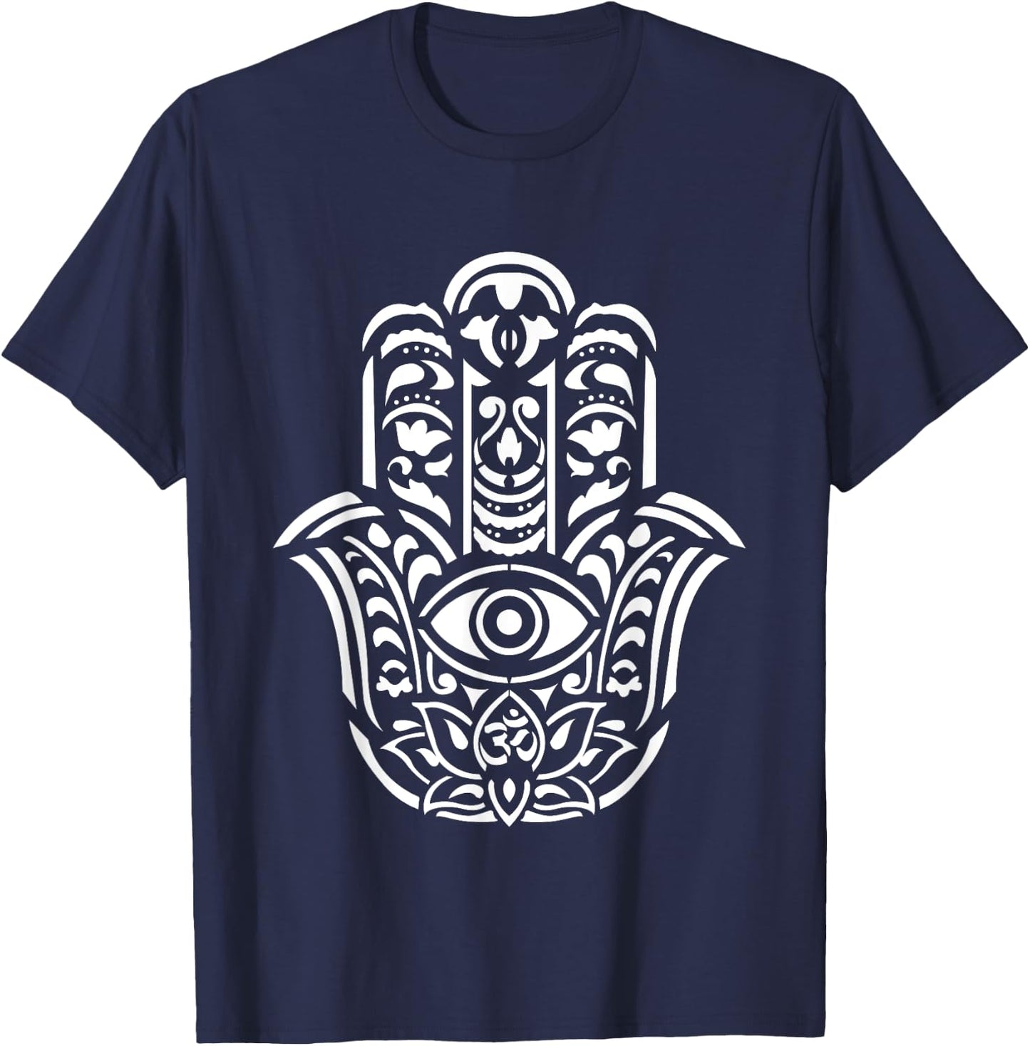 Yoga Spiritual Protection Hamsa Hand T-Shirt - T-Shirt | Navy