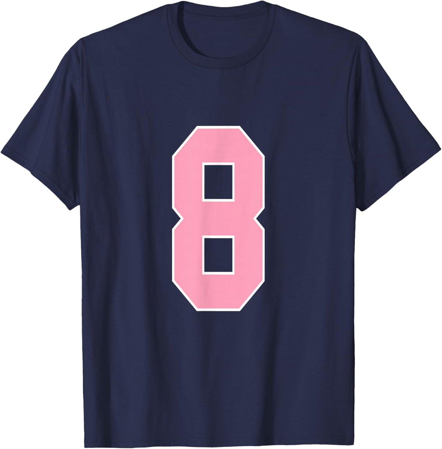 Number 8 Shirt Pink Football Basketball Breast Cancer Aware T-Shirt - T-Shirt | Navy