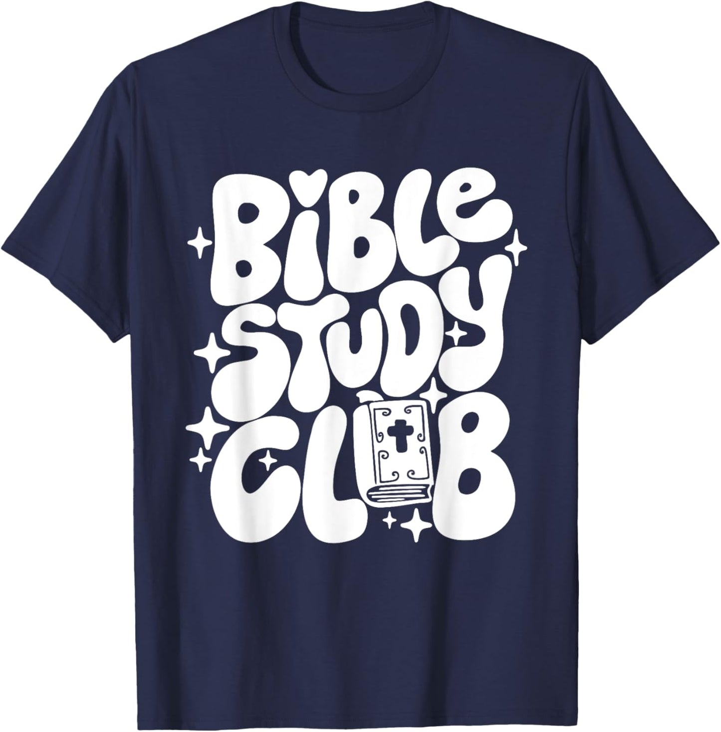 Bible Study Club Groovy Religious Christian Hippie T-Shirt - T-Shirt | Navy