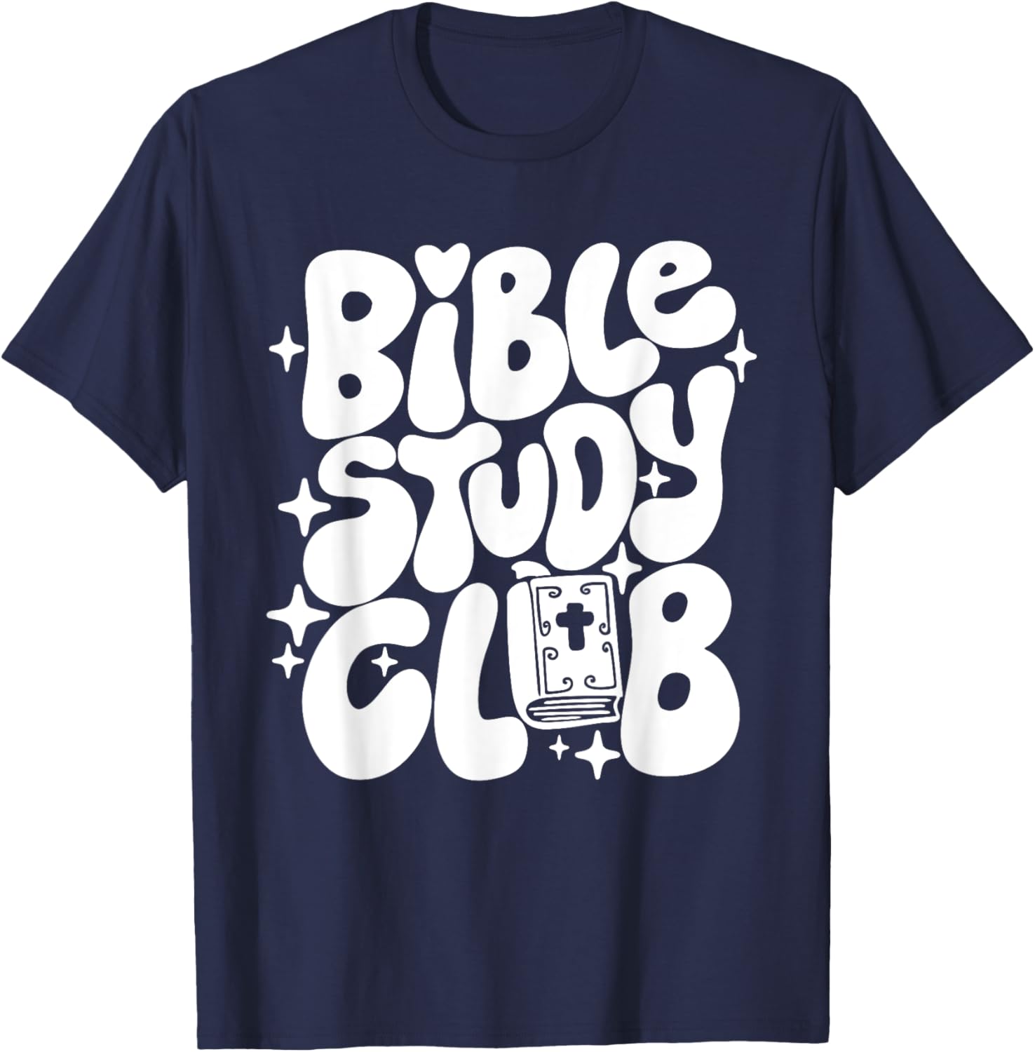 Bible Study Club Groovy Religious Christian Hippie T-Shirt - T-Shirt | Navy