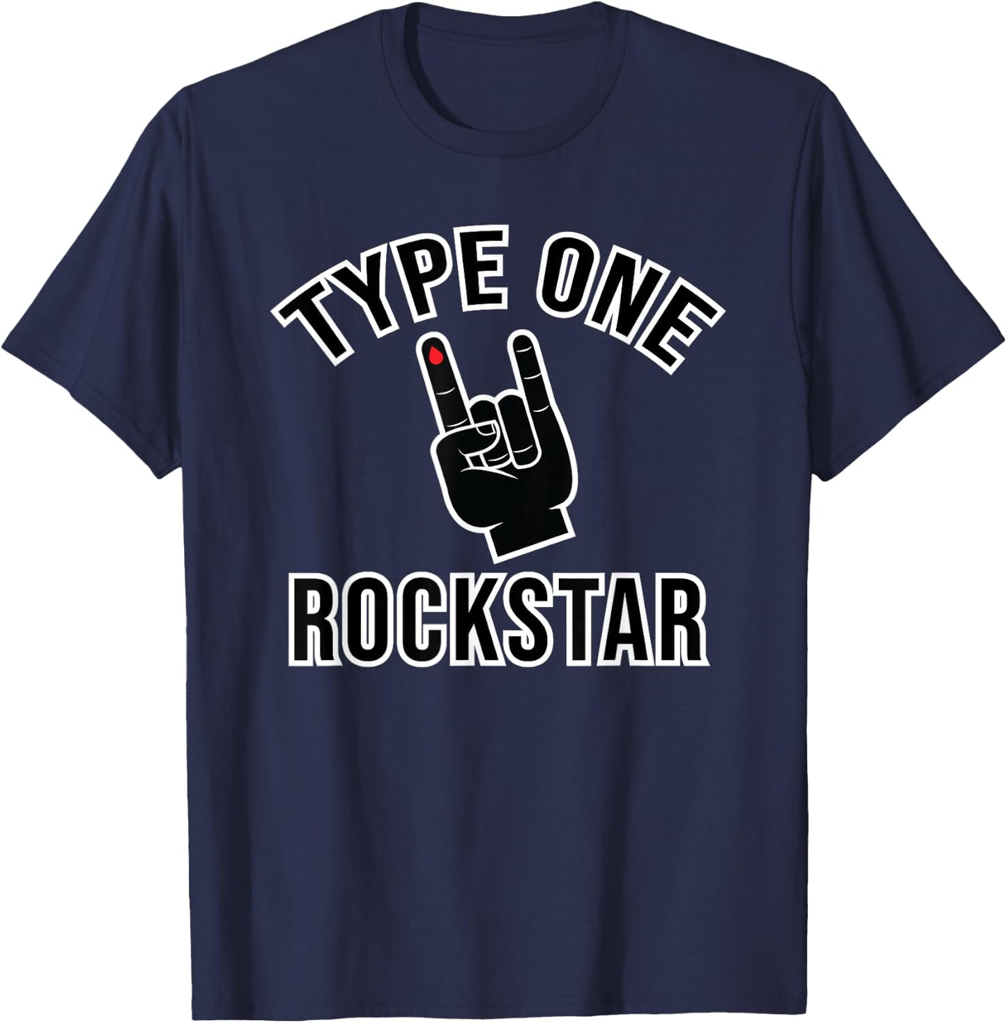 Type 1 Diabetes T1D Rockstar Funny Awareness Diversary T-Shirt - T-Shirt | Navy