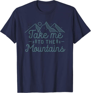 Take Me To The Mountains Minimalist Travel Camping Hiking T-Shirt - T-Shirt | Navy