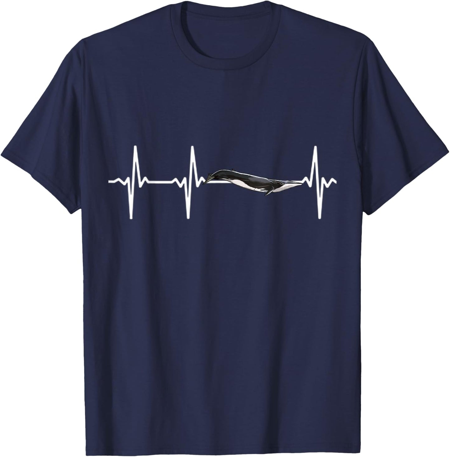 Fin Whale Heartbeat Whale Lovers T-Shirt - T-Shirt | Navy