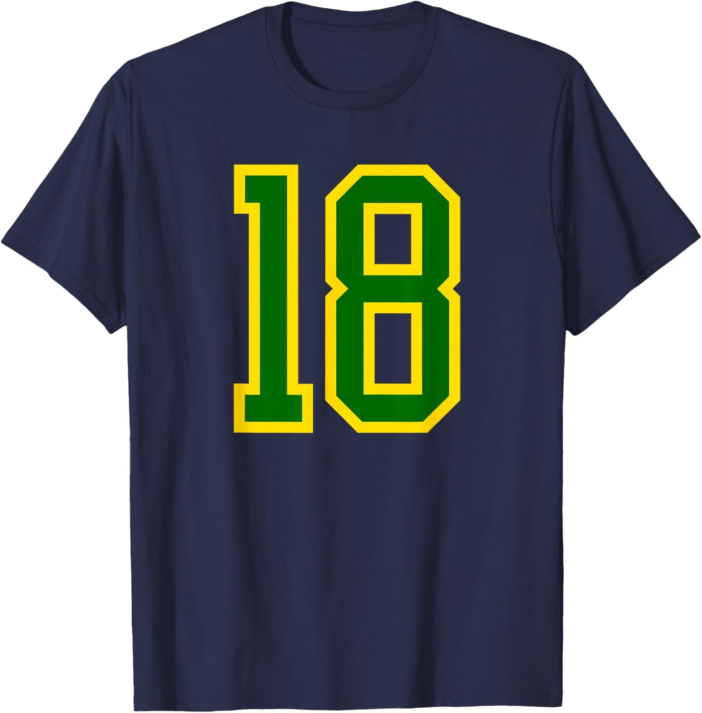 Green Yellow Sport Number #18 T-Shirt - T-Shirt | Navy