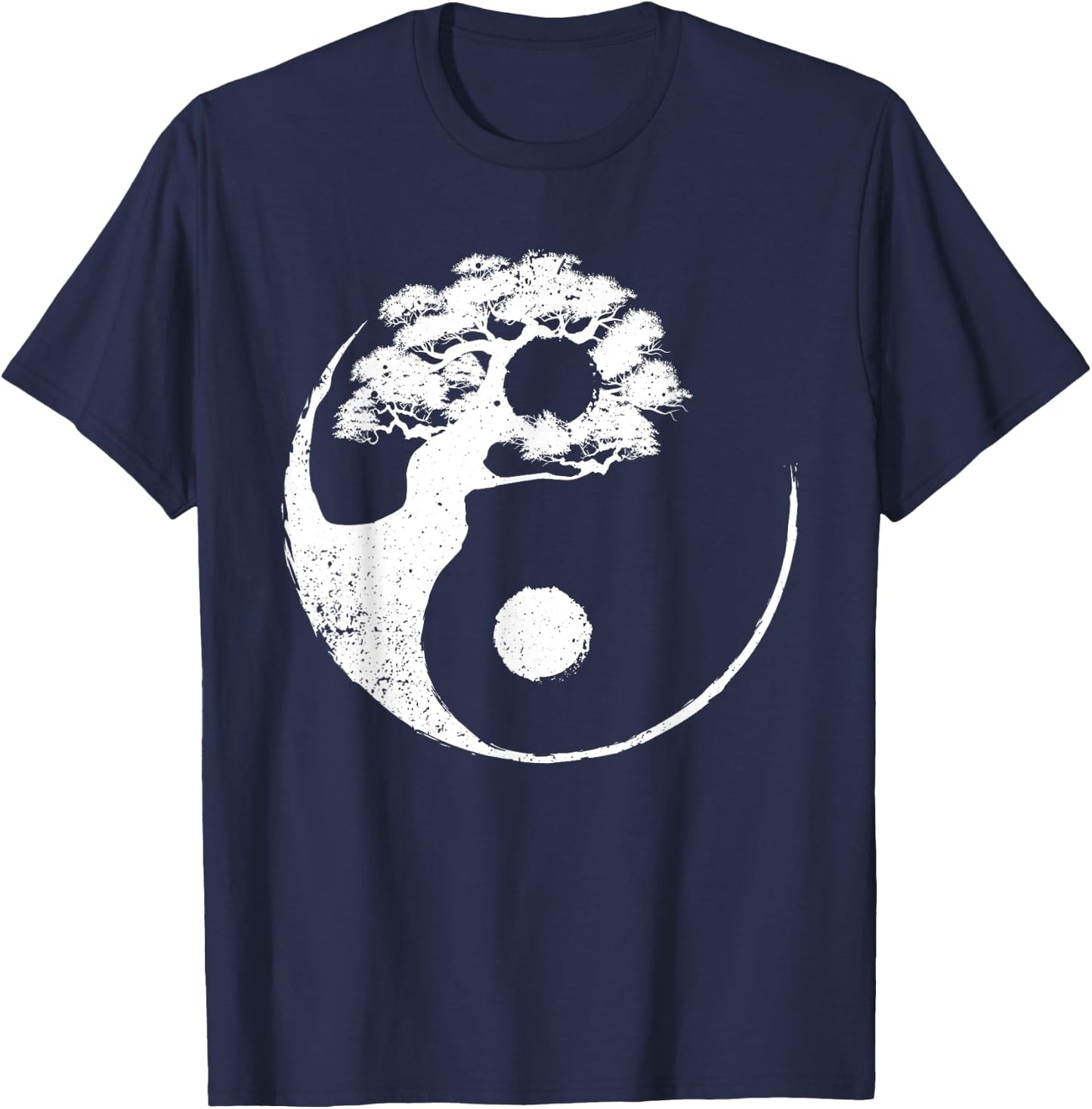 Cute Yin Yang Design Buddhist Men Women Bonsai Tree Lovers T-Shirt - T-Shirt | Navy