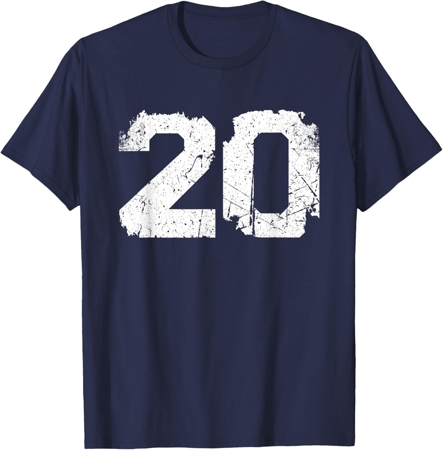 Number #20 Sport Vintage White Varsity Number T-Shirt - T-Shirt | Navy