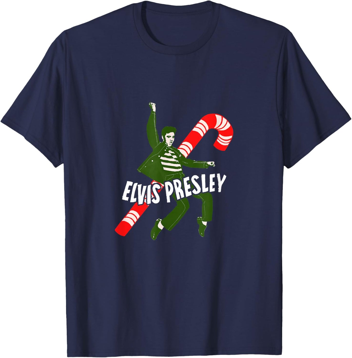 Elvis Candy Cane T-Shirt - T-Shirt | Navy