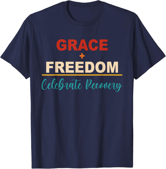Grace+Freedom Celebrate Recovery Peace Love Apparel T-Shirt - T-Shirt | Navy