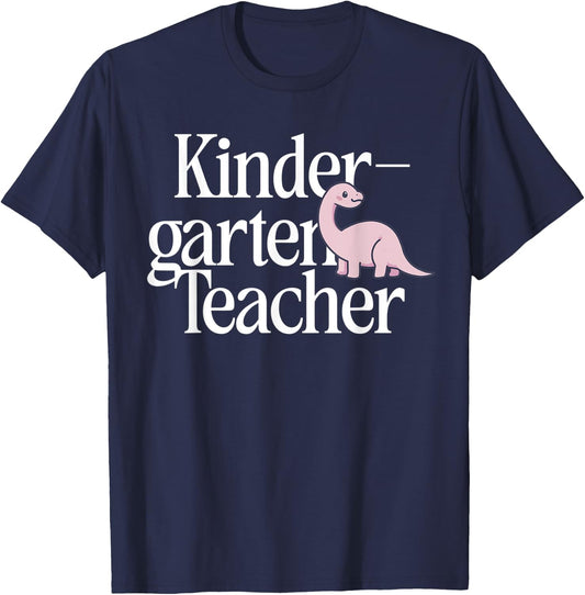 Kindergarten Teacher Dinosaur Back To School T-Shirt - T-Shirt | Navy