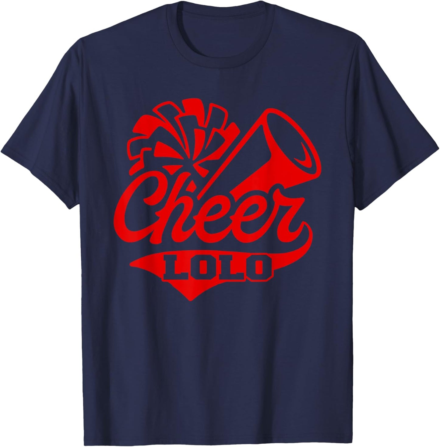 Cheer Lolo Biggest Fan Black And Red Pom Pom T-Shirt - T-Shirt | Navy